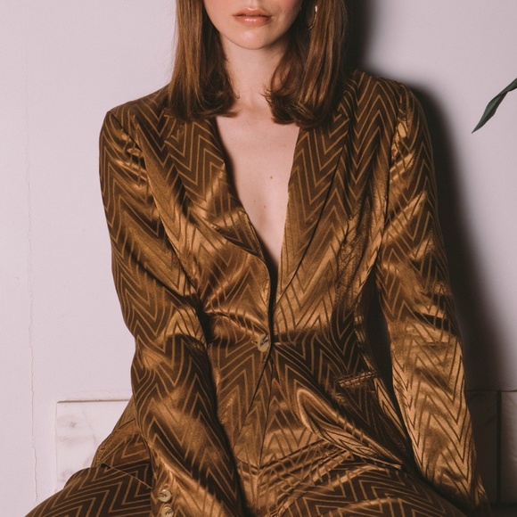 Racerback Jacquard Blazer Anthropologie - Picture 4 of 6